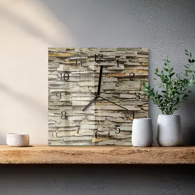 Moderne wandklok glas vierkant Stenen