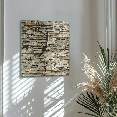 Moderne wandklok glas vierkant Stenen