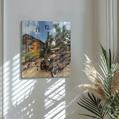 Vierkante glas klok Oude auto