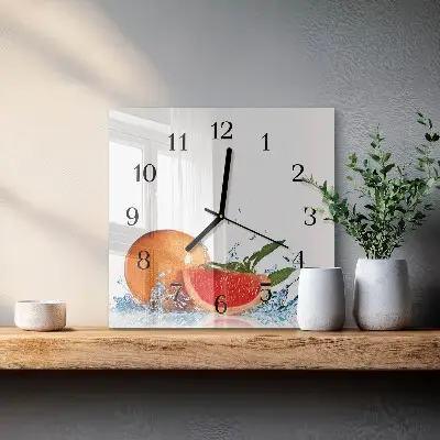 Moderne wandklok glas vierkant Pompelmoes