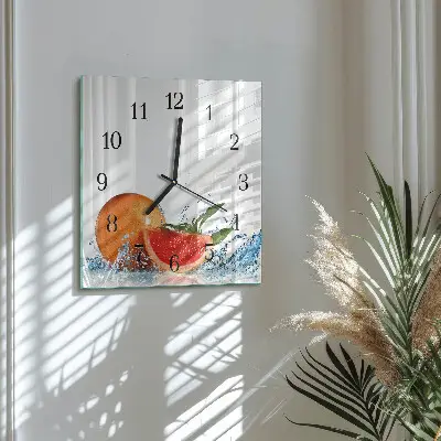 Moderne wandklok glas vierkant Pompelmoes