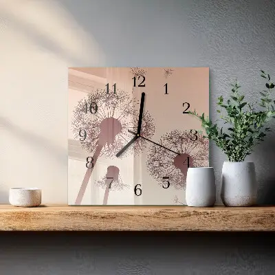 Decoratieve glazen klok vierkant Paardebloem