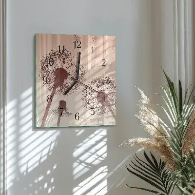 Decoratieve glazen klok vierkant Paardebloem