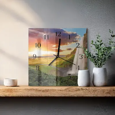 Vierkante glas klok Waterval