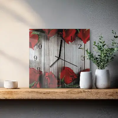 Moderne wandklok glas vierkant Rozentabletten