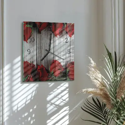 Moderne wandklok glas vierkant Rozentabletten