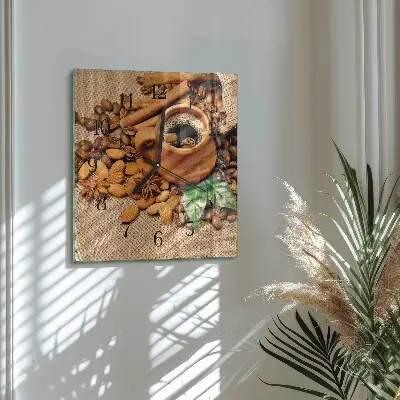 Vierkante glazen klok Kaneelamandelen