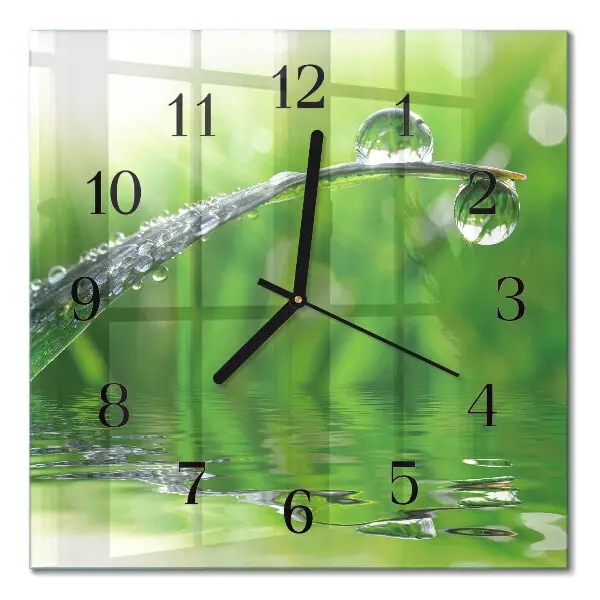 Moderne wandklok glas vierkant Dauwdruppels