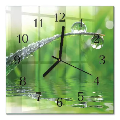 Moderne wandklok glas vierkant Dauwdruppels