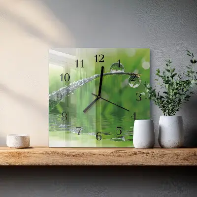 Moderne wandklok glas vierkant Dauwdruppels