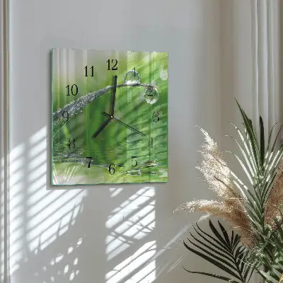 Moderne wandklok glas vierkant Dauwdruppels