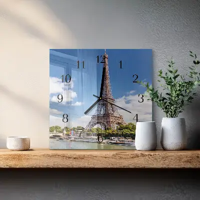 Vierkante glazen klok Eiffeltoren