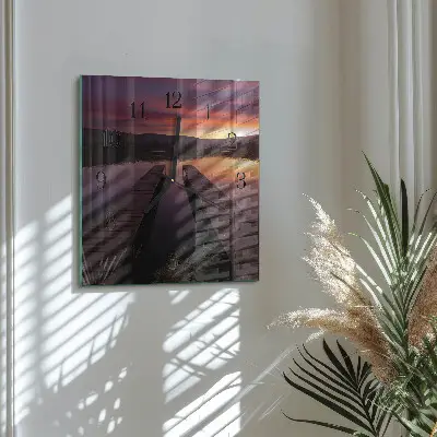 Decoratieve glazen klok vierkant Zonsondergang