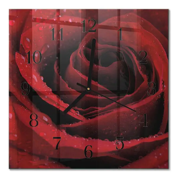 Moderne wandklok glas vierkant Roos