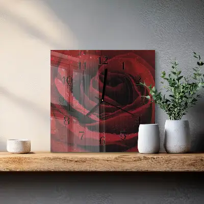 Moderne wandklok glas vierkant Roos