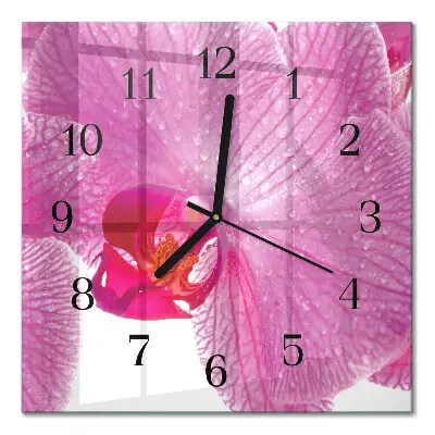 Decoratieve glazen klok vierkant Orchidee