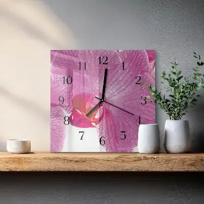 Decoratieve glazen klok vierkant Orchidee