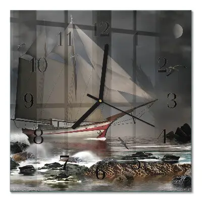 Vierkante glas klok Zeilboot