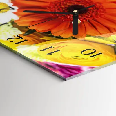 Moderne wandklok glas vierkant Bloemen