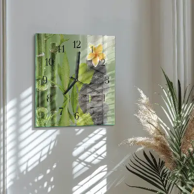 Vierkante glas klok Bamboe stenen