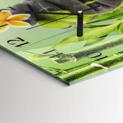 Vierkante glas klok Bamboe stenen