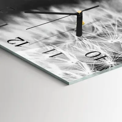 Vierkante glazen wandklok Paardebloem