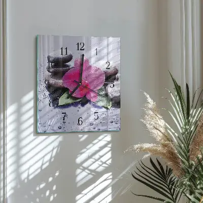 Moderne wandklok glas vierkant Orchidee