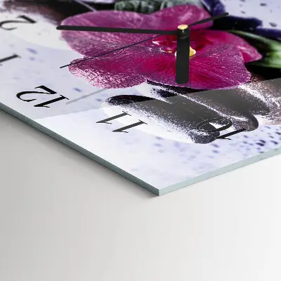 Moderne wandklok glas vierkant Orchidee