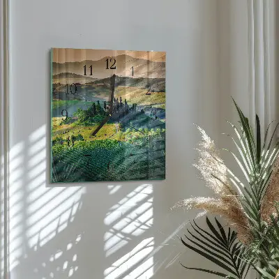 Vierkante glazen klok Landschap