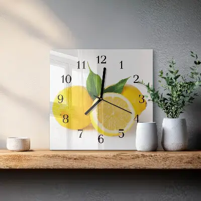 Vierkante glas klok Citroenen