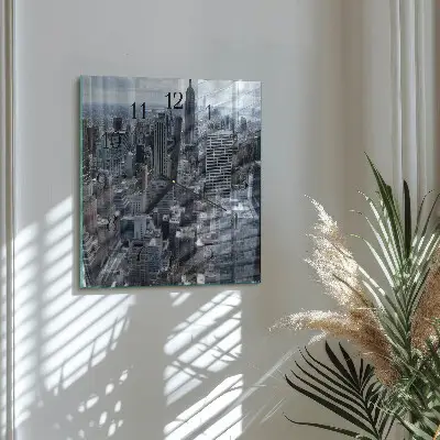 Vierkante glazen wandklok Horizon