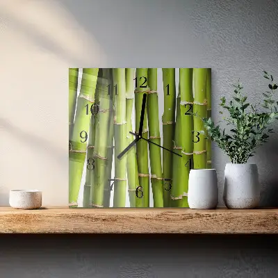 Moderne wandklok glas vierkant Bamboe