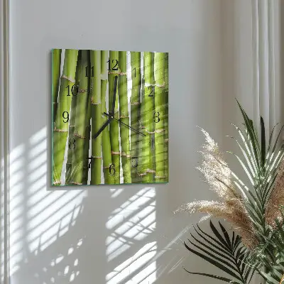 Moderne wandklok glas vierkant Bamboe