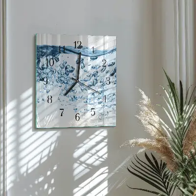 Moderne wandklok glas vierkant Water