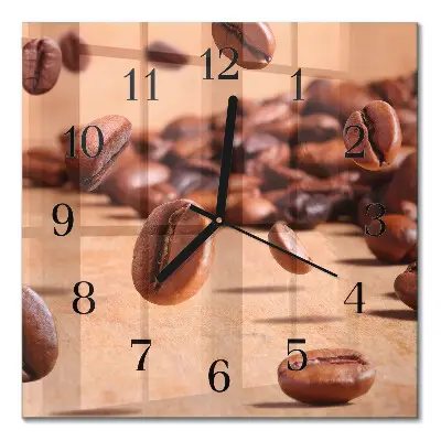 Moderne wandklok glas vierkant Koffiebonen