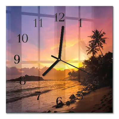 Decoratieve glazen klok vierkant Zonsondergang