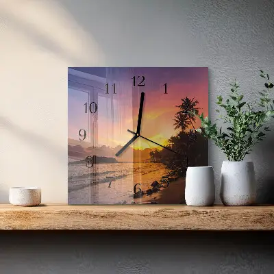 Decoratieve glazen klok vierkant Zonsondergang