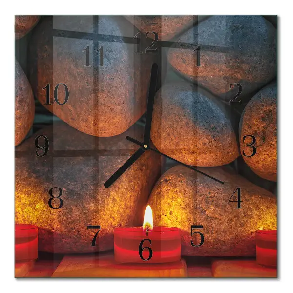 Moderne wandklok glas vierkant Stenen