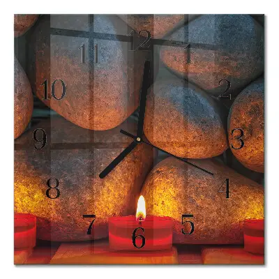 Moderne wandklok glas vierkant Stenen