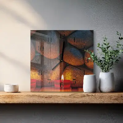 Moderne wandklok glas vierkant Stenen