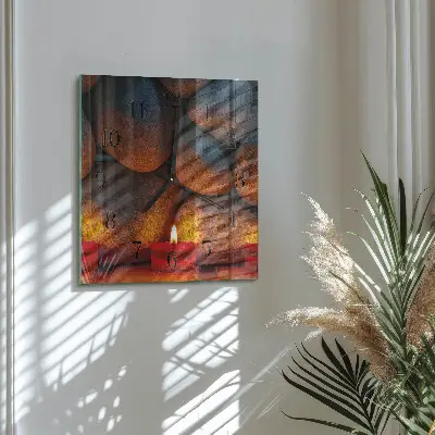 Moderne wandklok glas vierkant Stenen
