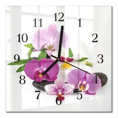 Decoratieve glazen klok vierkant Orchidee