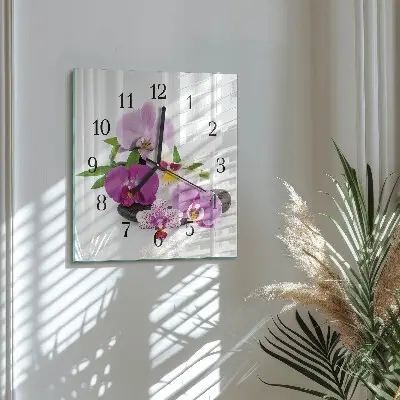Decoratieve glazen klok vierkant Orchidee