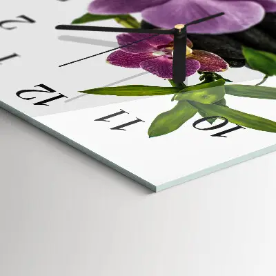 Vierkante glas klok Orchidee