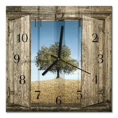 Moderne wandklok glas vierkant Boom