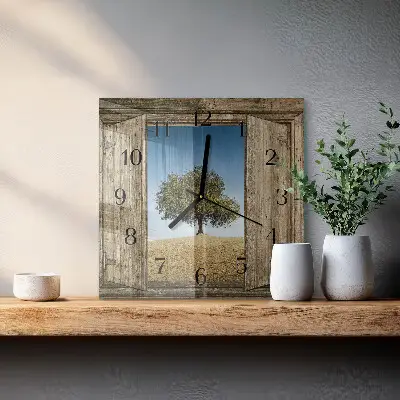 Moderne wandklok glas vierkant Boom