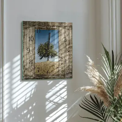 Moderne wandklok glas vierkant Boom