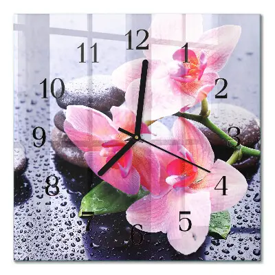 Decoratieve glazen klok vierkant Orchidee