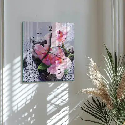 Decoratieve glazen klok vierkant Orchidee