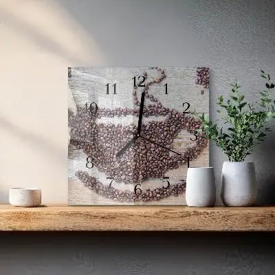 Vierkante glazen klok Koffiebonen